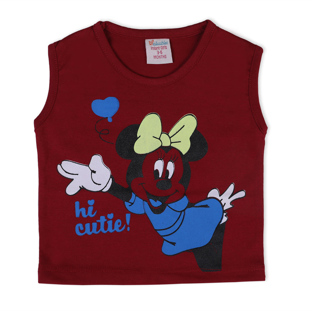 Valuable Newborn Girls Sando T-Shirt - Maroon, Newborn Girls T-Shirts, Chase Value, Chase Value