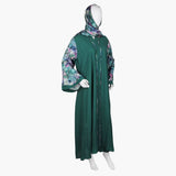 Women's Front Open Abaya - Dark Green, Women Abayas, Chase Value, Chase Value