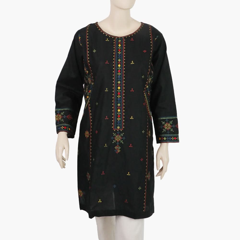 Women's Embroidered Kurti - Black, Women Ready Kurtis, Chase Value, Chase Value