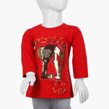 Girls Full Sleeves T-Shirt - Red, Girls T-Shirts, Chase Value, Chase Value