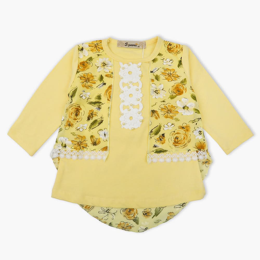 Girls Full Sleeves T-Shirt - Yellow, Girls T-Shirts, Chase Value, Chase Value