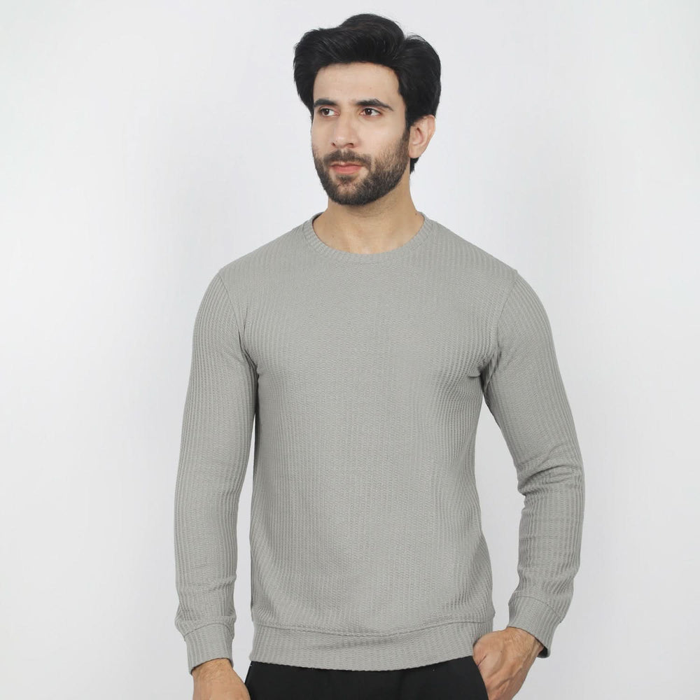 Men's Full Sleeves Round Neck T-Shirt - Grey, Men's T-Shirts & Polos, Chase Value, Chase Value