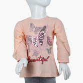 Girls Full Sleeves T-Shirt - Peach, Girls T-Shirts, Chase Value, Chase Value