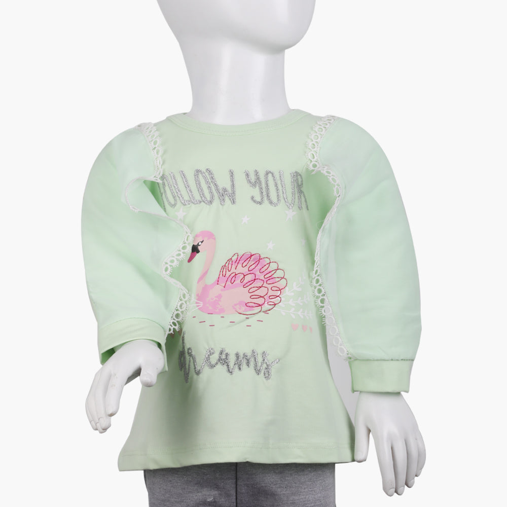 Girls Full Sleeves T-Shirt - Cyan, Girls T-Shirts, Chase Value, Chase Value