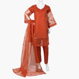 Women's Organza Fancy 03Pcs Suit - Rust, Women Shalwar Suits, Chase Value, Chase Value