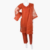 Women's Organza Fancy 03Pcs Suit - Rust, Women Shalwar Suits, Chase Value, Chase Value