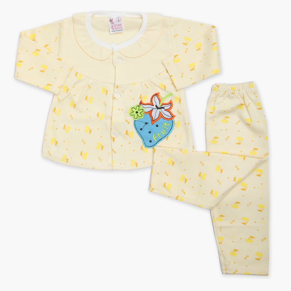 Newborn Girls Full Sleeves Suit - Yellow, Newborn Girls Winterwear, Chase Value, Chase Value