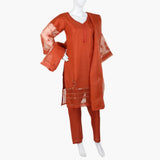 Women's Organza Fancy 03Pcs Suit - Rust, Women Shalwar Suits, Chase Value, Chase Value