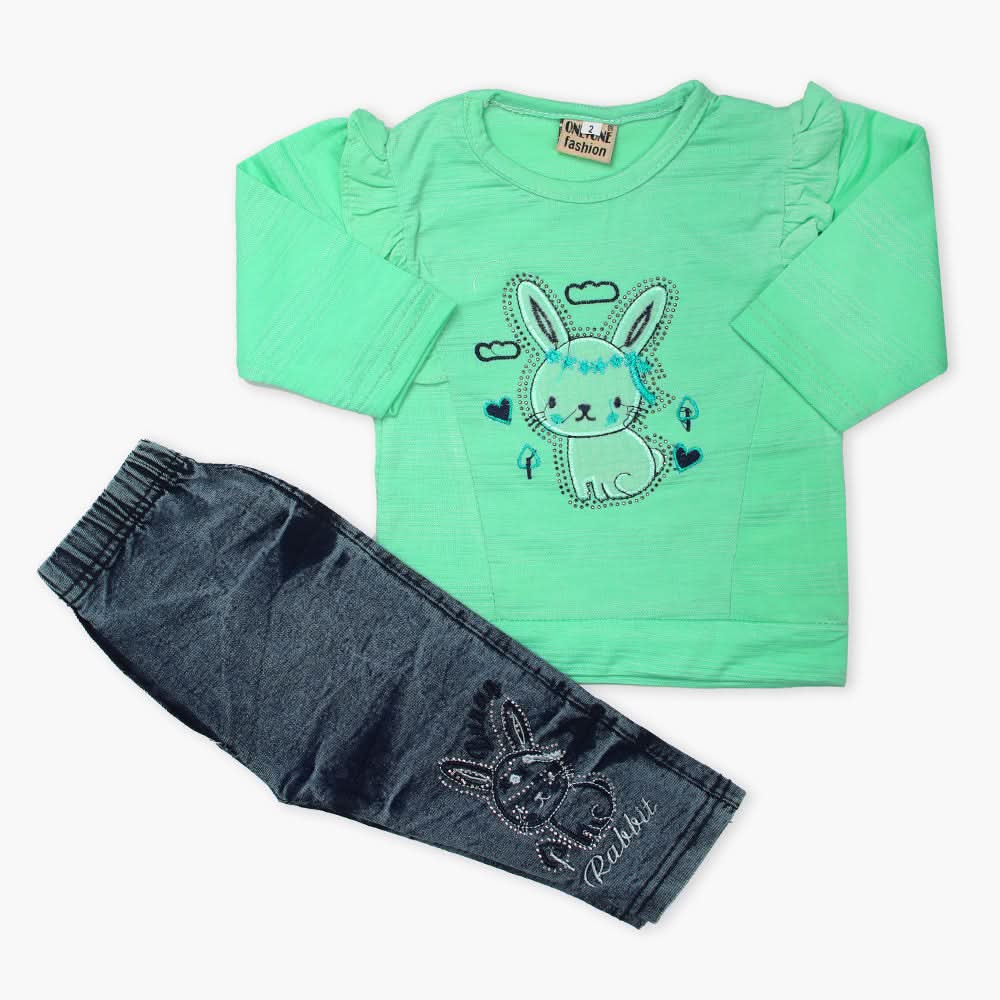 Newborn Girls Full Sleeves Suit - Cyan, Newborn Girls Winterwear, Chase Value, Chase Value