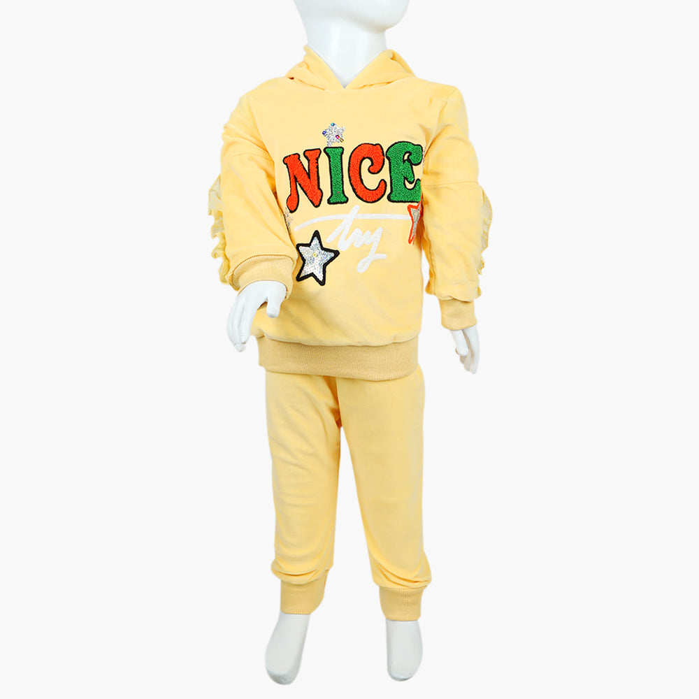 Girls Velour Tracksuit - Yellow, Girls Suits, Chase Value, Chase Value