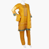 Women's Organza Fancy 03Pcs Suit - Mustard, Women Shalwar Suits, Chase Value, Chase Value