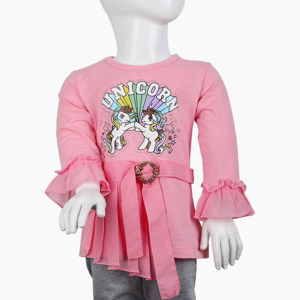 Girls Full Sleeves T-Shirt - Pink, Girls T-Shirts, Chase Value, Chase Value