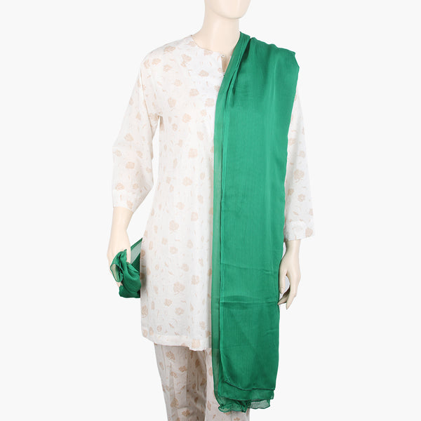 Women's Embroidered  Lawn Dupatta - Olive Green, Women Shawls & Scarves, Chase Value, Chase Value