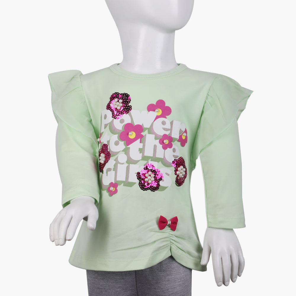 Girls Full Sleeves T-Shirt - Cyan, Girls T-Shirts, Chase Value, Chase Value