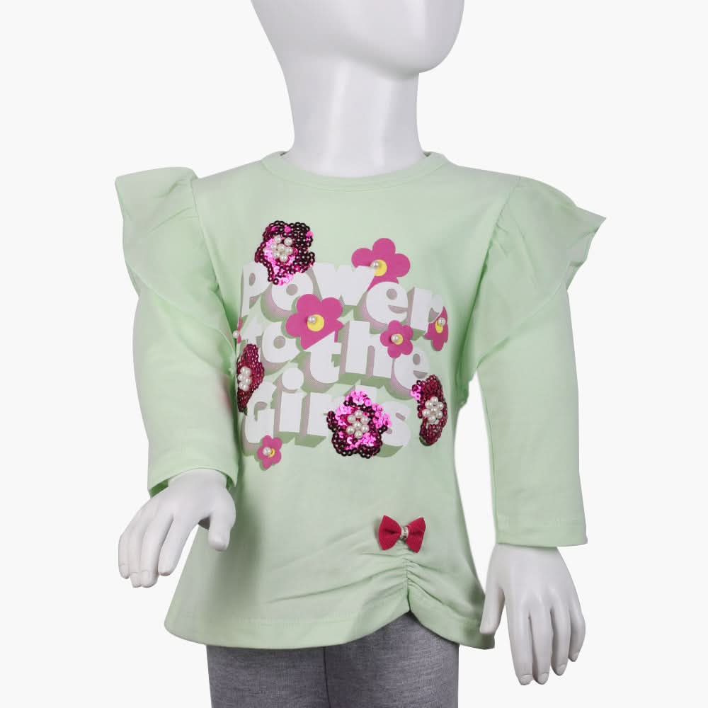 Girls Full Sleeves T-Shirt - Cyan, Girls T-Shirts, Chase Value, Chase Value