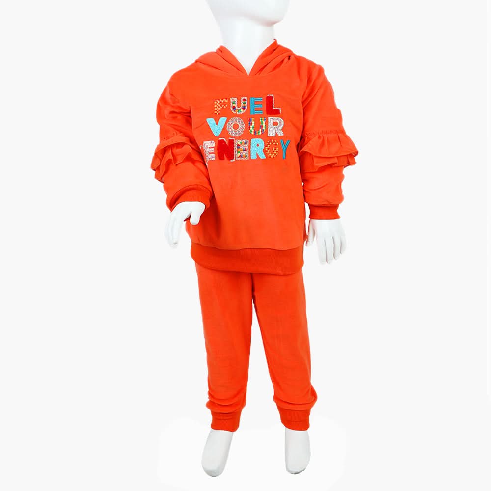 Girls Velour Tracksuit - Orange, Girls Suits, Chase Value, Chase Value
