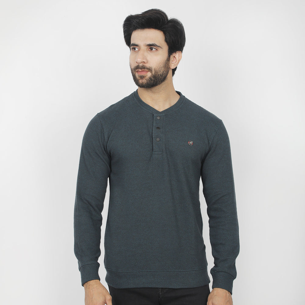 Men's Full Sleeves T-Shirt - Steel Green, Men's T-Shirts & Polos, Chase Value, Chase Value