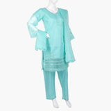 Women's Organza Fancy 03Pcs Suit - Sea Green, Women Shalwar Suits, Chase Value, Chase Value