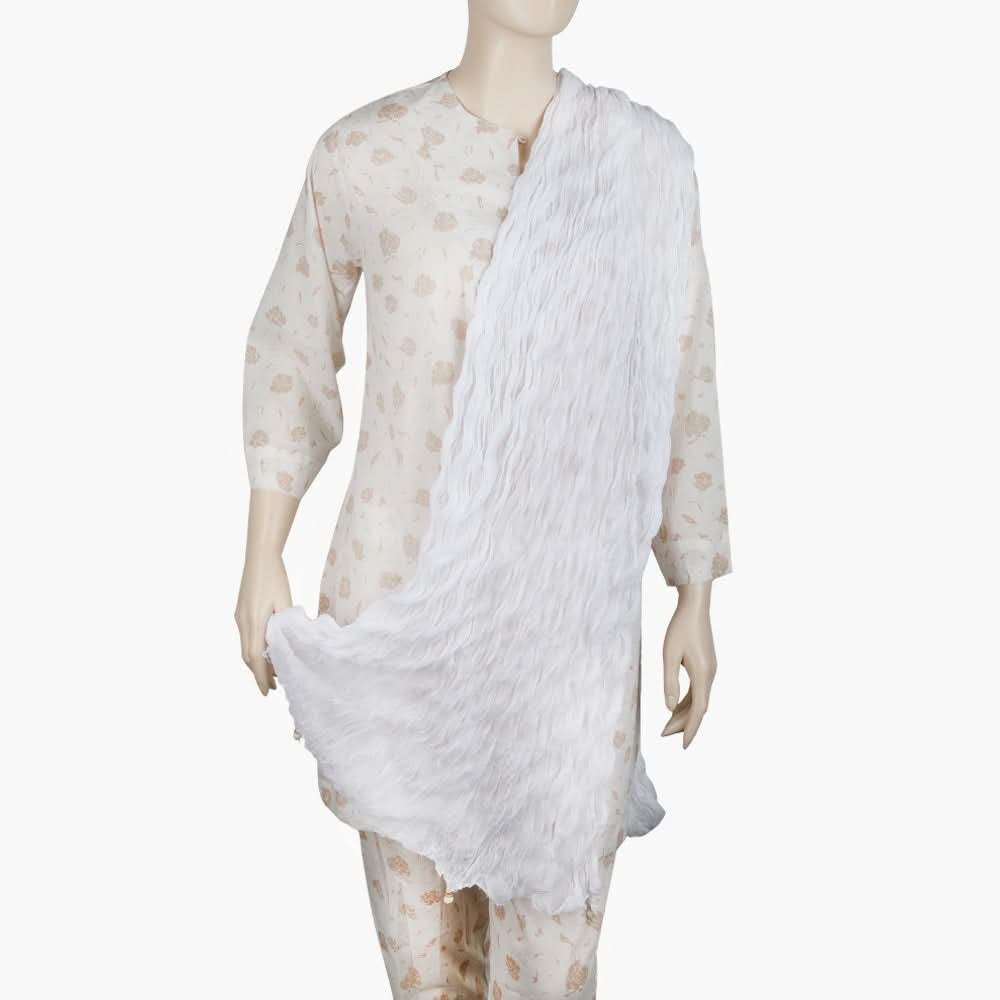 Women's Chiffon Dupatta - White, Women Dupatta, Chase Value, Chase Value
