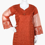 Women's Organza Fancy 03Pcs Suit - Rust, Women Shalwar Suits, Chase Value, Chase Value
