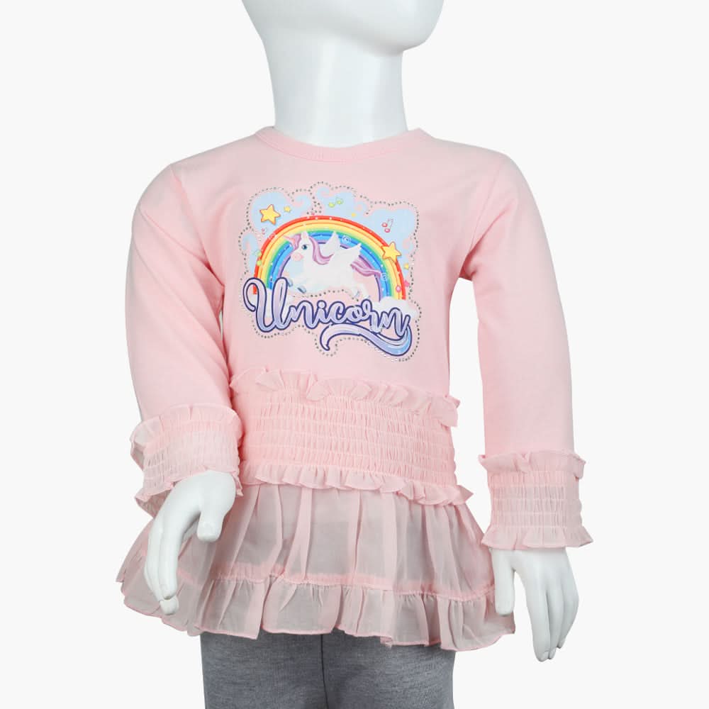 Girls Full Sleeves T-Shirt - Pink, Girls T-Shirts, Chase Value, Chase Value