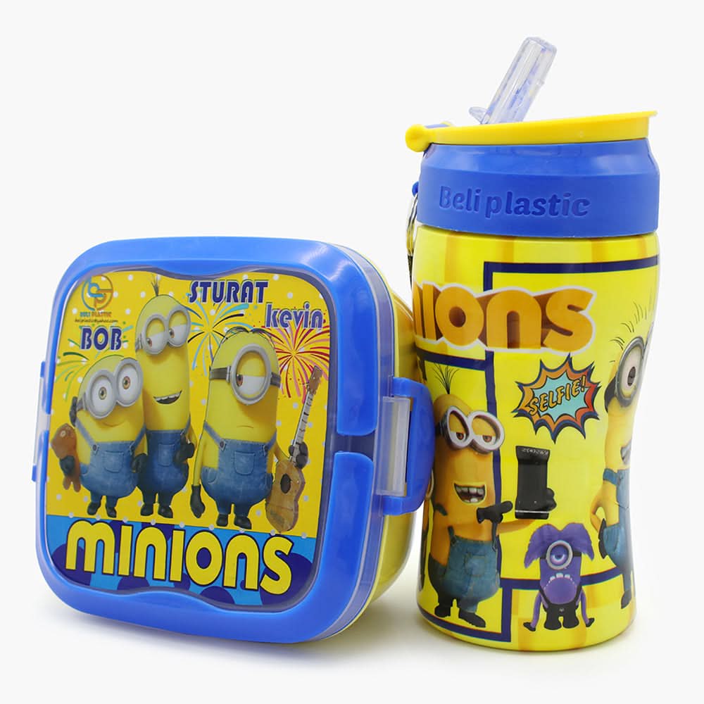 Water Bottle with Lunch Box - Yellow, Tiffin Boxes & Bottles, Chase Value, Chase Value