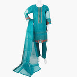 Women's Organza Fancy 03 Pcs Suit - Dark Green, Women Shalwar Suits, Chase Value, Chase Value