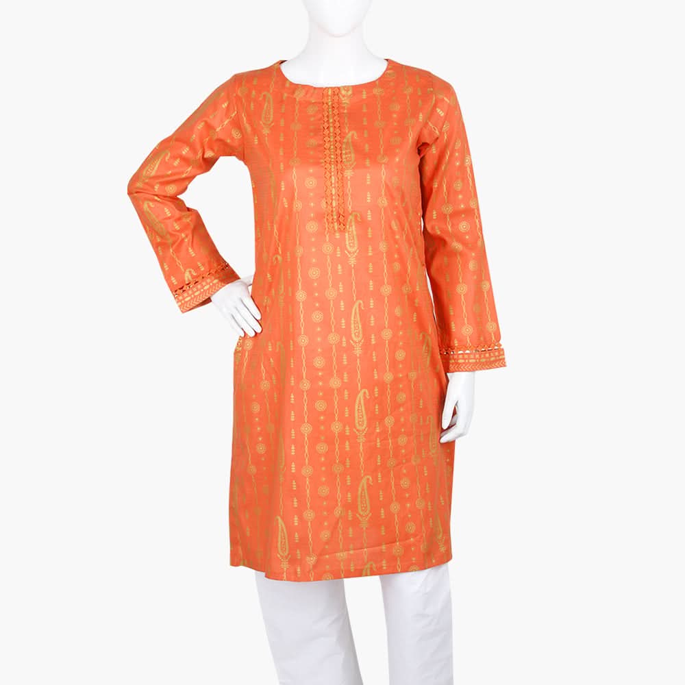 Women's Printed Kurti - Rust, Women Ready Kurtis, Chase Value, Chase Value