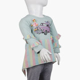 Girls Full Sleeves T-Shirt - Sea Green, Girls T-Shirts, Chase Value, Chase Value