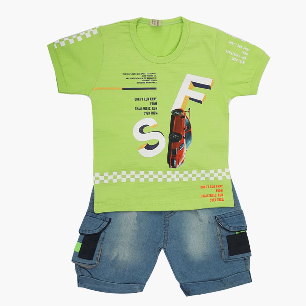 Boys Half Sleeves Suit - Green, Boys Sets & Suits, Chase Value, Chase Value