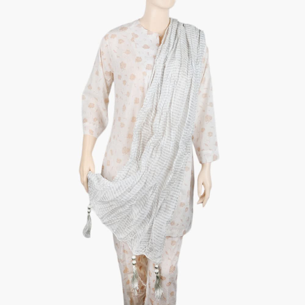 Women's Jamawar Dupatta - White, Women Dupatta, Chase Value, Chase Value
