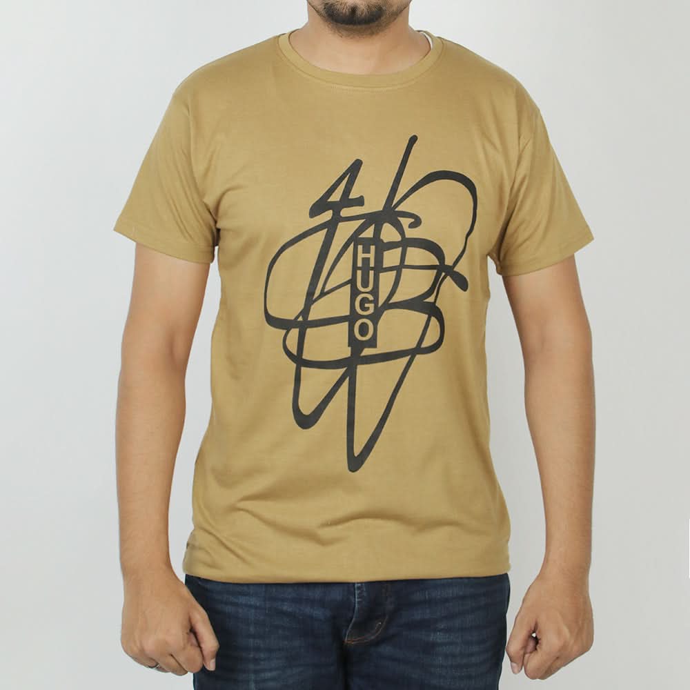 Men's Half Sleeves Printed T-Shirt - Brown, Men's T-Shirts & Polos, Chase Value, Chase Value
