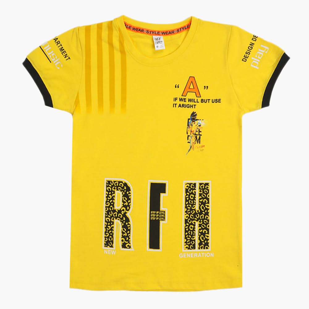 Boys Half Sleeves T-Shirt - Yellow, Boys T-Shirts, Chase Value, Chase Value