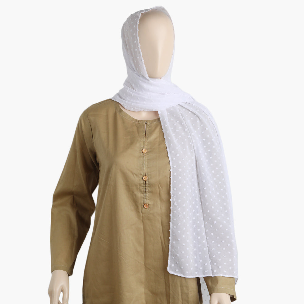 Women's Broshia Chiffon Scarf - White, Women Shawls & Scarves, Chase Value, Chase Value