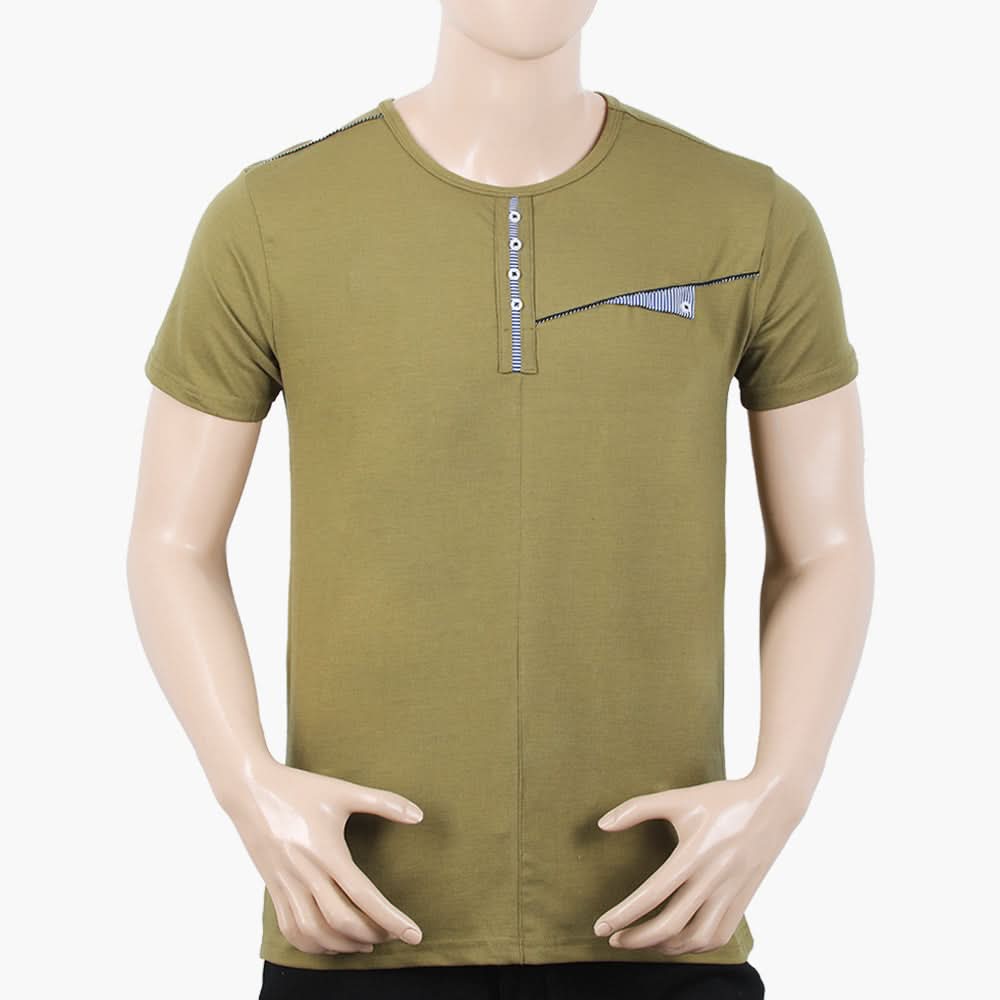 Men's Half Sleeves T-Shirt - Olive Green, Men's T-Shirts & Polos, Chase Value, Chase Value