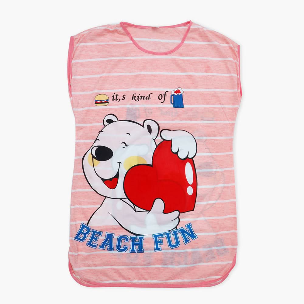 Women's Long Nighty T-Shirt - Peach, Women Night Suit, Chase Value, Chase Value