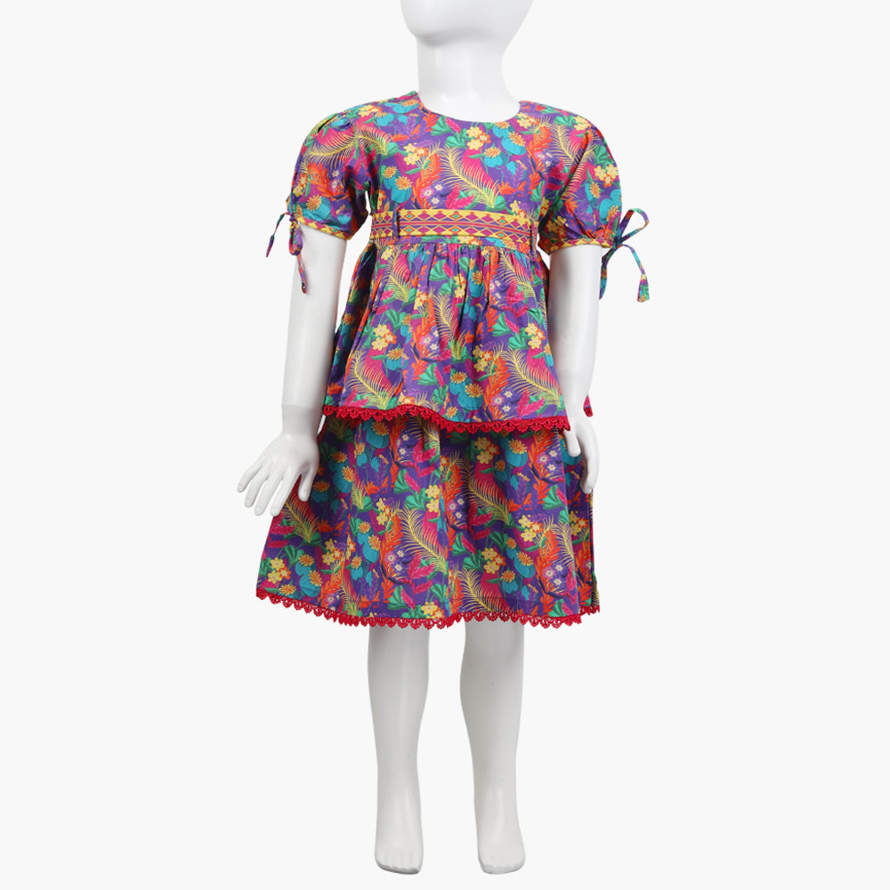 Girls Printed Frock - Purple, Girls Frocks, Chase Value, Chase Value