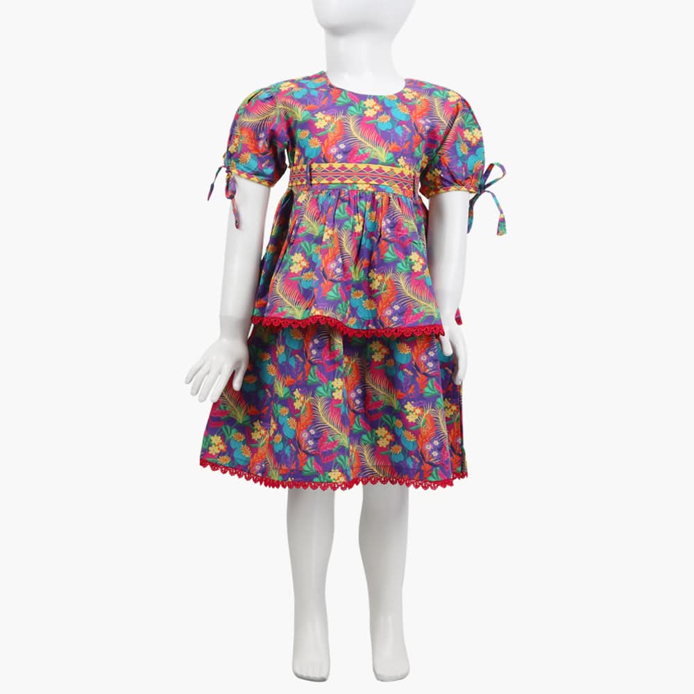 Girls Printed Frock - Purple, Girls Frocks, Chase Value, Chase Value