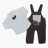 Newborn Boys Full Sleeves Romper 2pcs - Dark Brown, Newborn Boys Winterwear, Chase Value, Chase Value