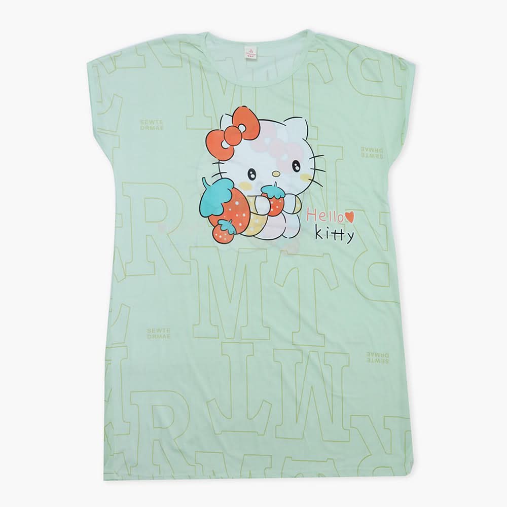 Women's Long Nighty T-Shirt - Light Green, Women Night Suit, Chase Value, Chase Value