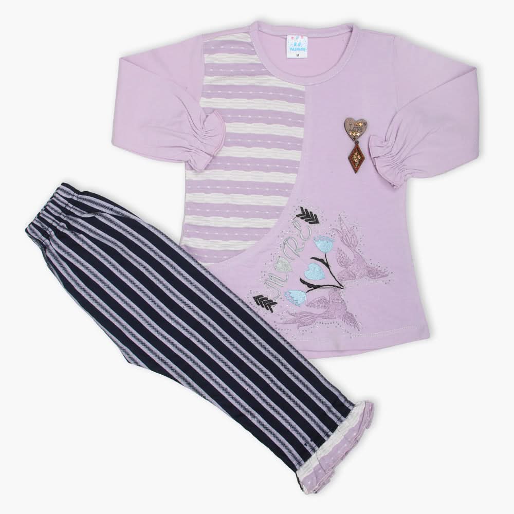 Girls Full Sleeves Tight Suit - Light Purple, Girls Suits, Chase Value, Chase Value
