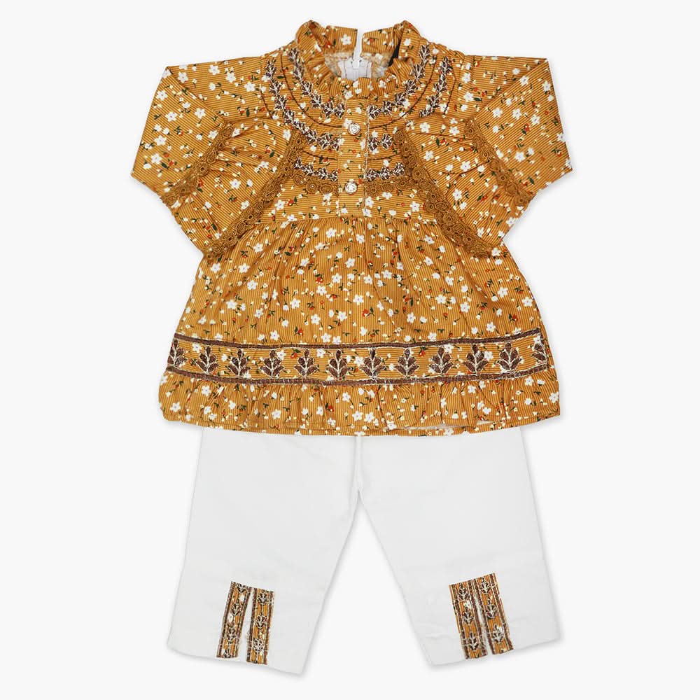 Newborn Girls Full Sleeves Suit - Mustard, Newborn Girls Winterwear, Chase Value, Chase Value