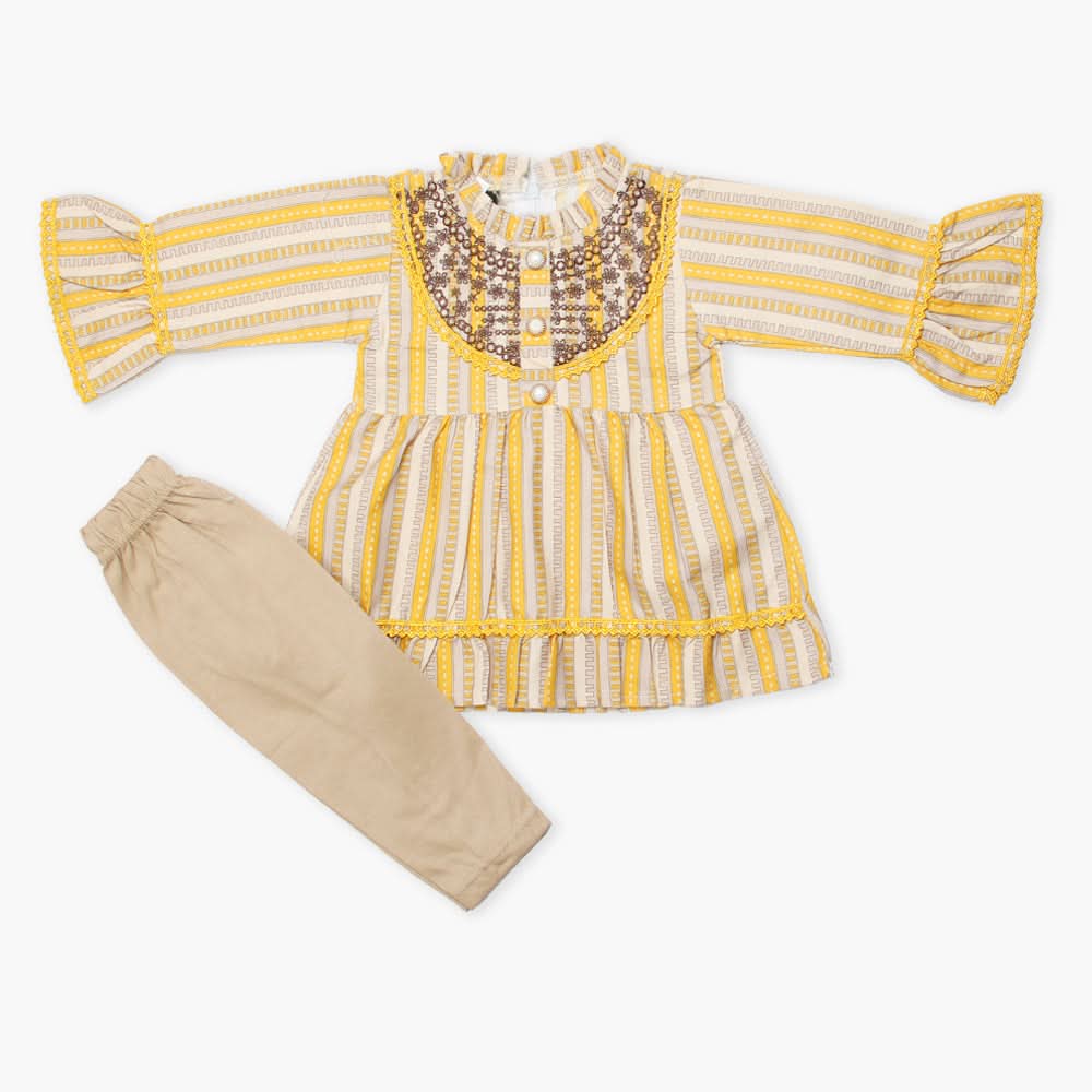 Newborn Girls Full Sleeves Suit - Yellow, Newborn Girls Winterwear, Chase Value, Chase Value