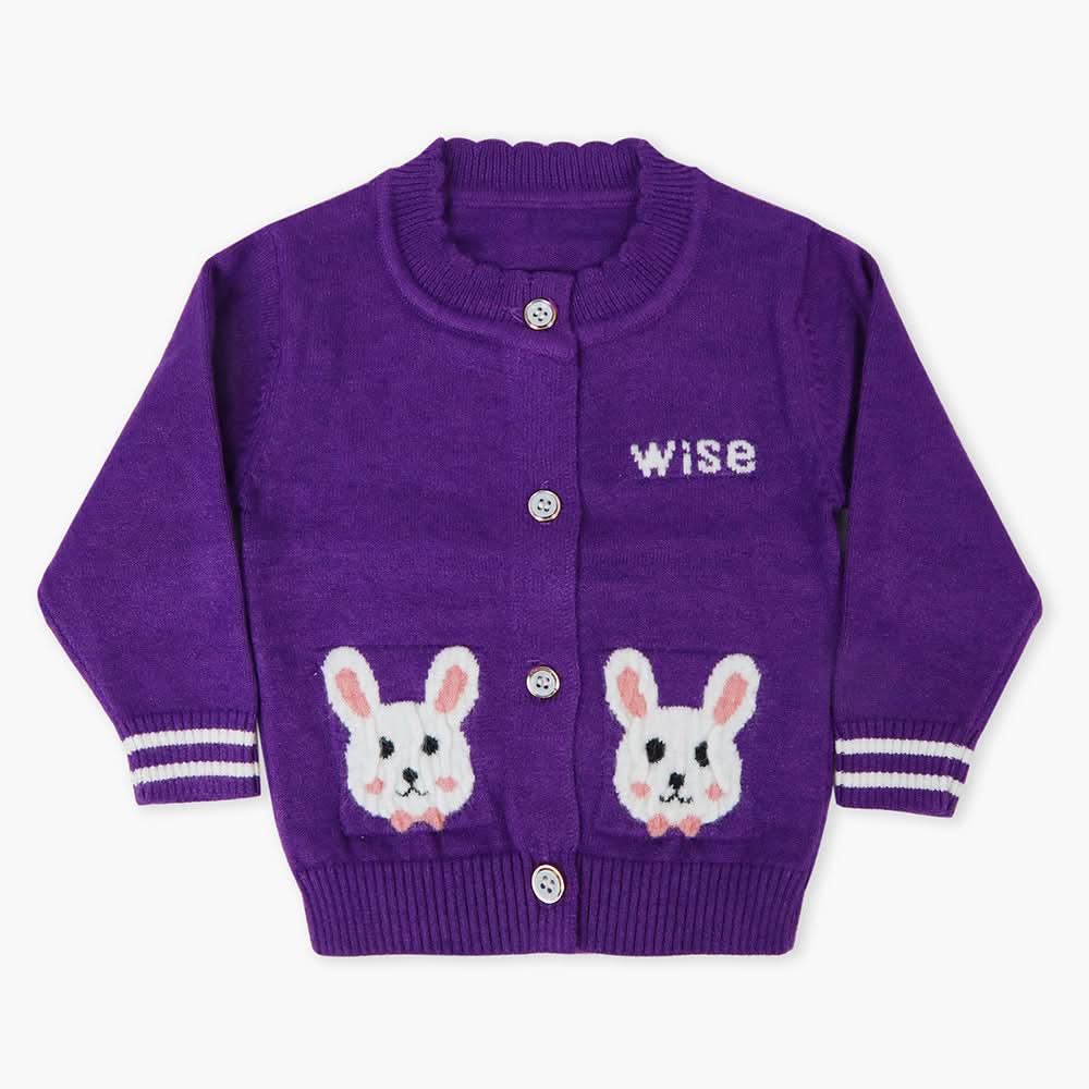 Newborn Girls Sweater - Dark Purple, Newborn Girls Winterwear, Chase Value, Chase Value