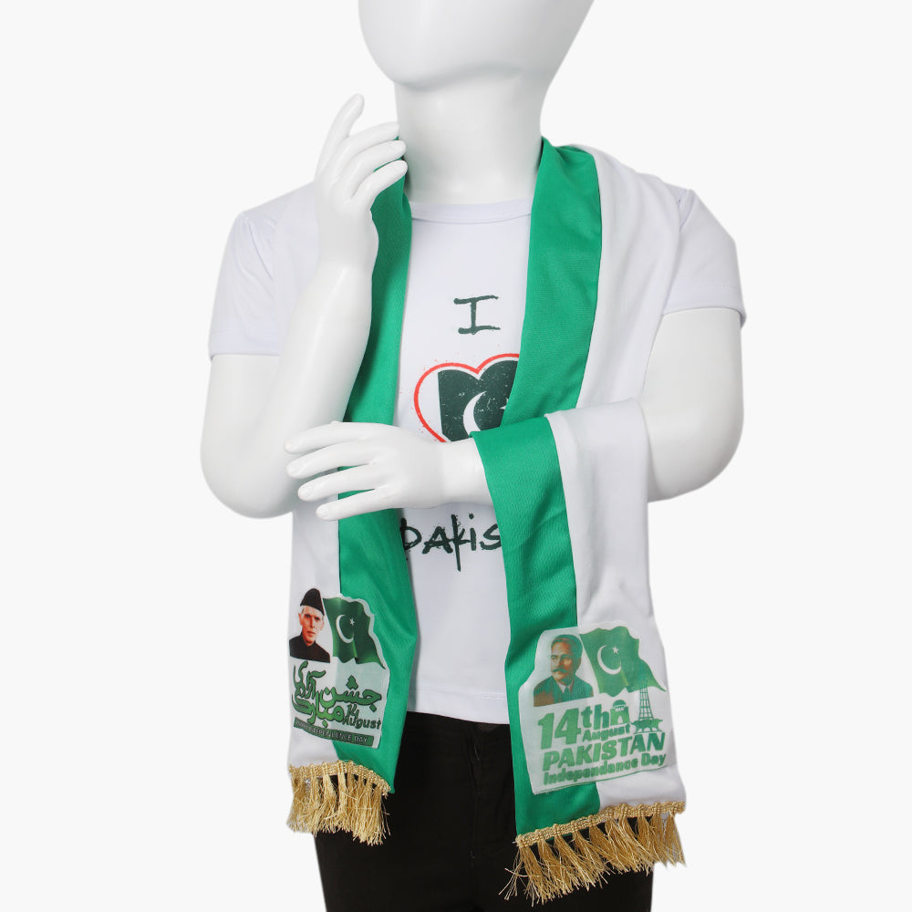 Girls Azadi Muffler - Green & White, Girls Hair Accessories, Chase Value, Chase Value