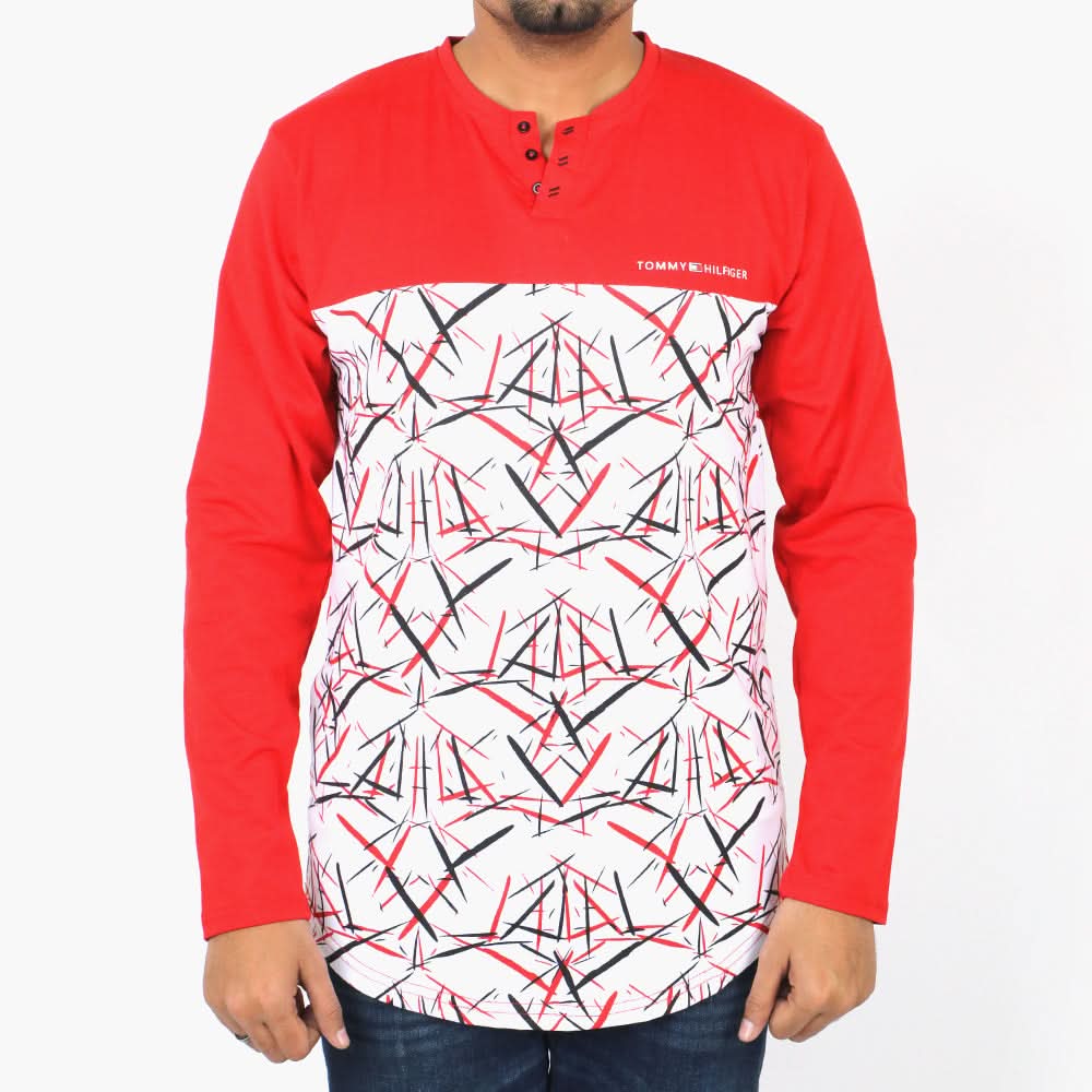 Men's Full Sleeves Round Neck T-Shirt - Red, Men's T-Shirts & Polos, Chase Value, Chase Value