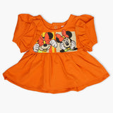 Newborn Girls Full Sleeves Frock - Orange, Newborn Girls Winterwear, Chase Value, Chase Value