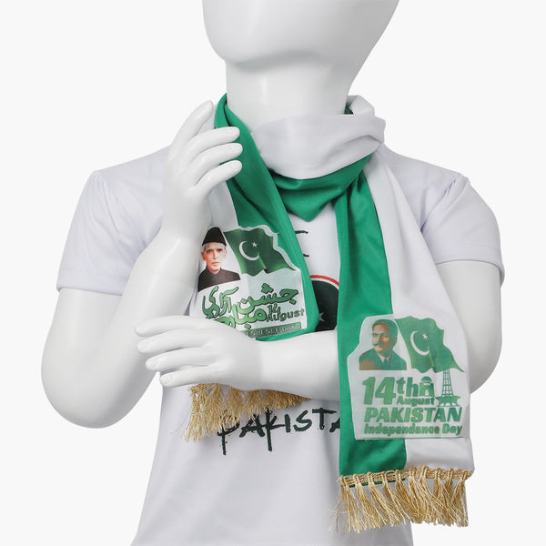 Girls Azadi Muffler - Green & White, Girls Hair Accessories, Chase Value, Chase Value