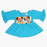 Newborn Girls Full Sleeves Frock - Sky Blue, Newborn Girls Winterwear, Chase Value, Chase Value