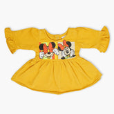 Newborn Girls Full Sleeves Frock - Yellow, Newborn Girls Winterwear, Chase Value, Chase Value